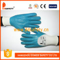13 Gauge White Nylon or Polyester Liner Gloves with Blue Nitrile 3/4 Coated with Mini Dots on Palm Foam Finish